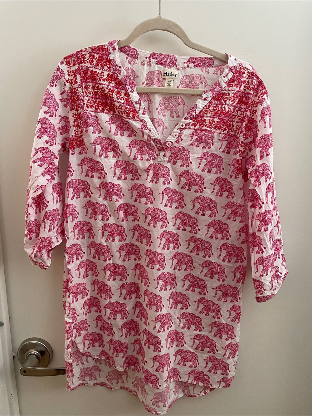 Hatley Pink Elephant Print Tunic swim coverup medium cotton